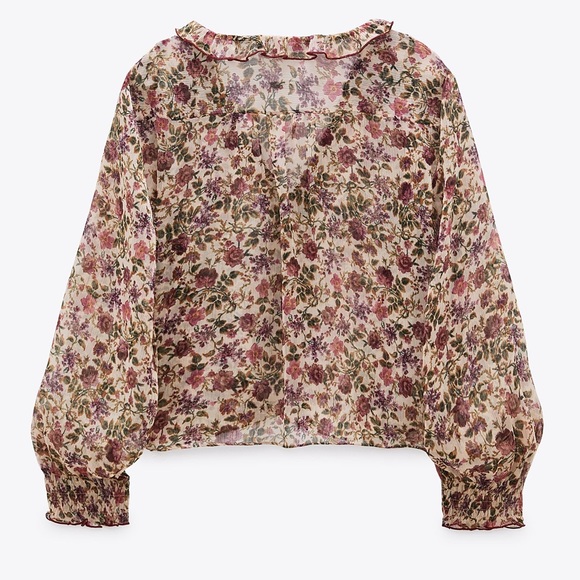 NWT ZARA Cropped Print Blouse M - Picture 6 of 7